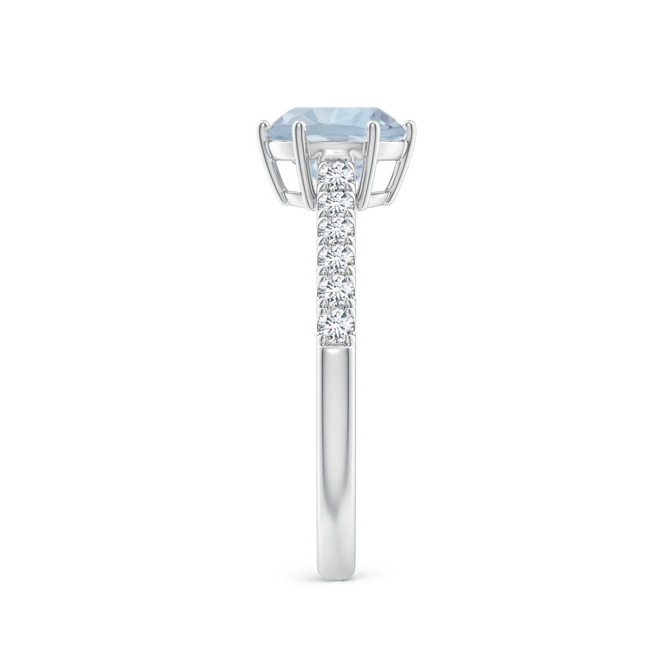7mm A Aquamarine Solitaire Ring with Diamond Accents in White Gold side 299
