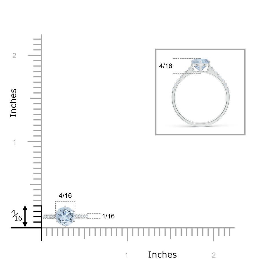 7mm A Aquamarine Solitaire Ring with Diamond Accents in White Gold ruler