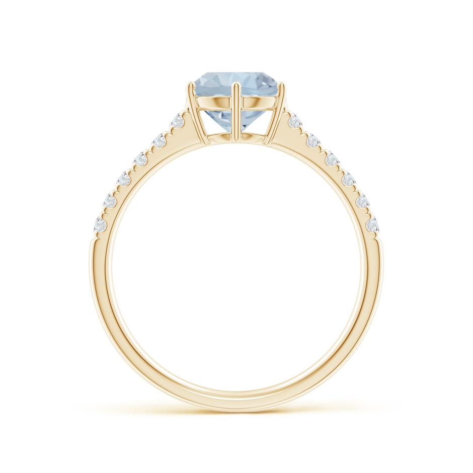 7mm A Aquamarine Solitaire Ring with Diamond Accents in Yellow Gold side 199