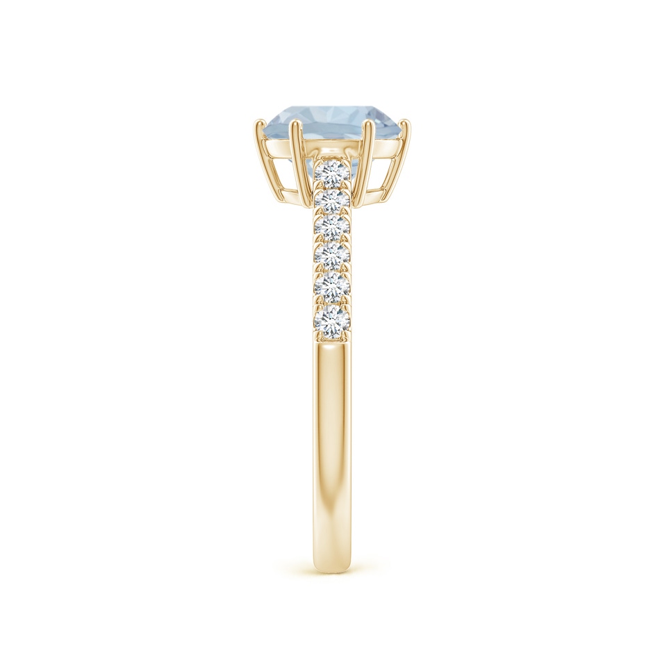7mm A Aquamarine Solitaire Ring with Diamond Accents in Yellow Gold side 299
