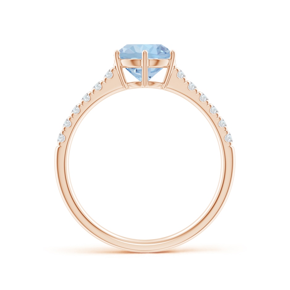 7mm AA Aquamarine Solitaire Ring with Diamond Accents in Rose Gold side 199