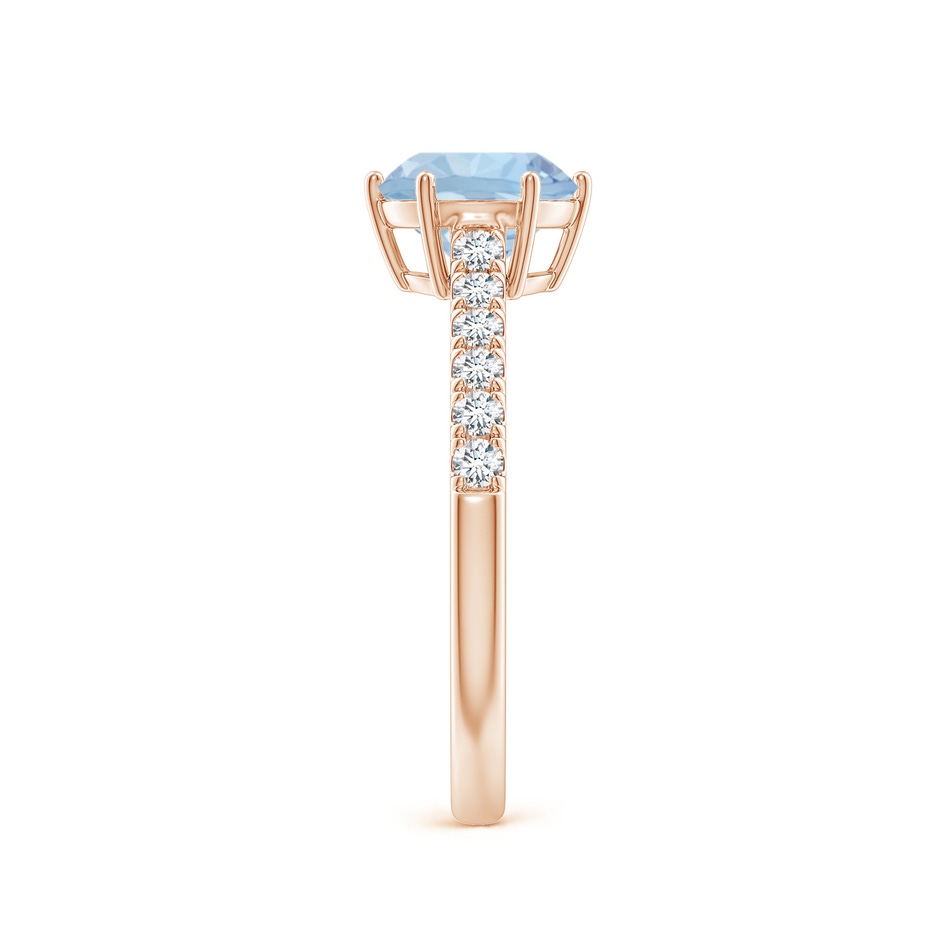 7mm AA Aquamarine Solitaire Ring with Diamond Accents in Rose Gold side 299