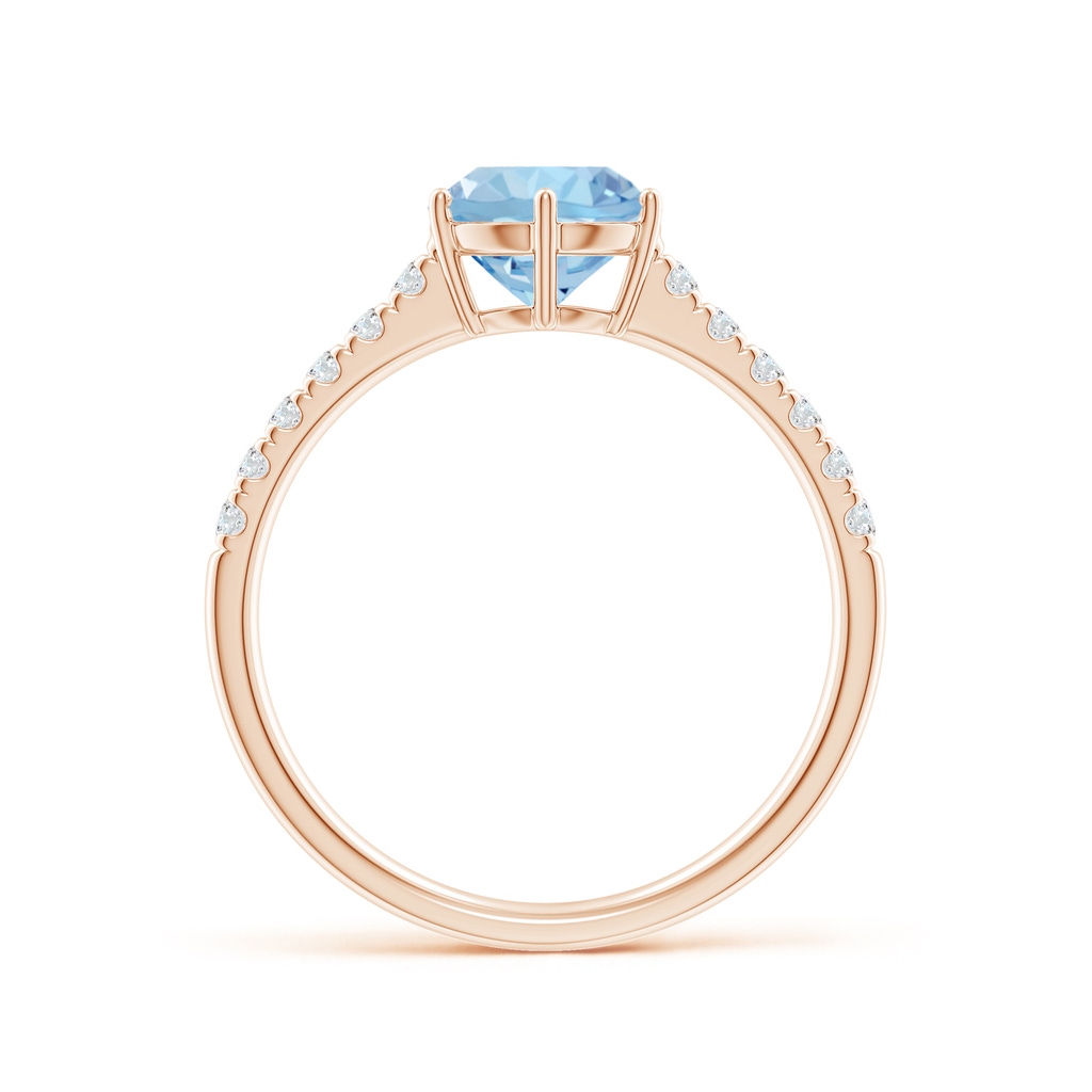 7mm AAA Aquamarine Solitaire Ring with Diamond Accents in Rose Gold Side 199