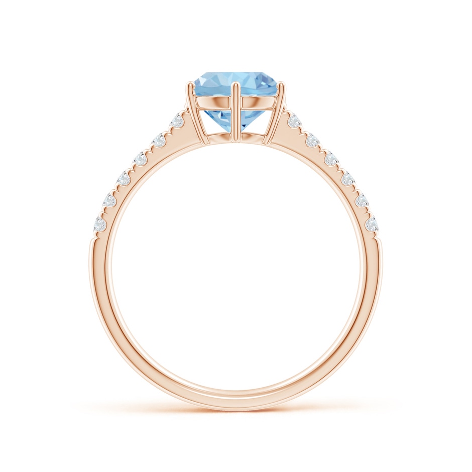 7mm AAA Aquamarine Solitaire Ring with Diamond Accents in Rose Gold side 199