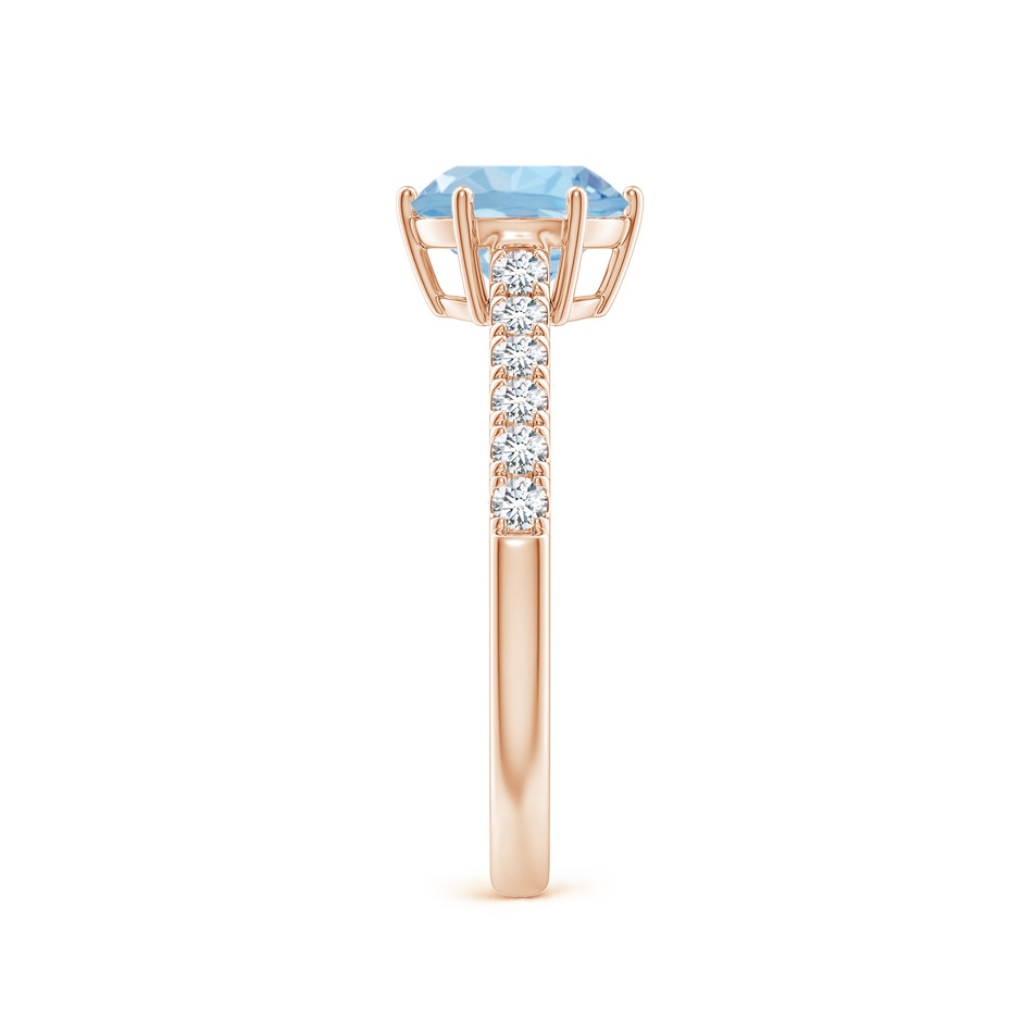 7mm AAA Aquamarine Solitaire Ring with Diamond Accents in Rose Gold side 299