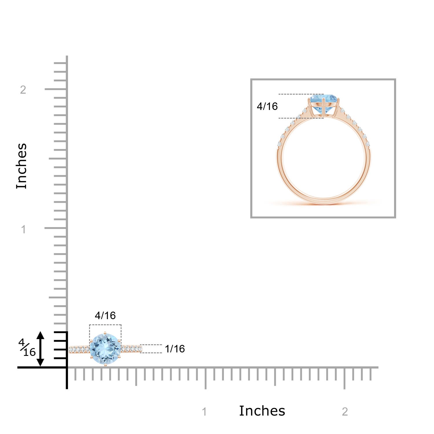 AAA - Aquamarine / 1.37 CT / 14 KT Rose Gold