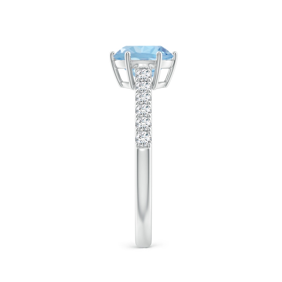 7mm AAA Aquamarine Solitaire Ring with Diamond Accents in White Gold side 299