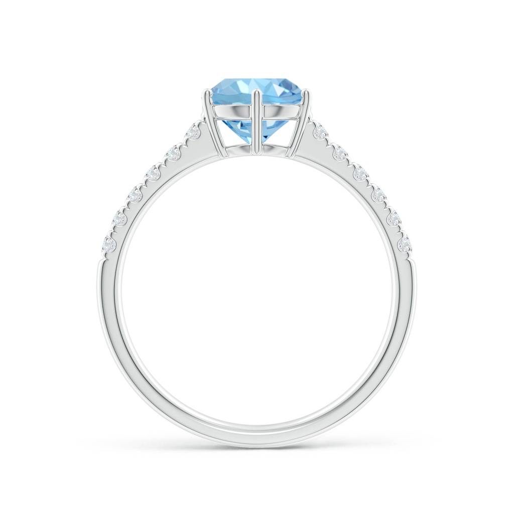 7mm AAAA Aquamarine Solitaire Ring with Diamond Accents in P950 Platinum Side 199