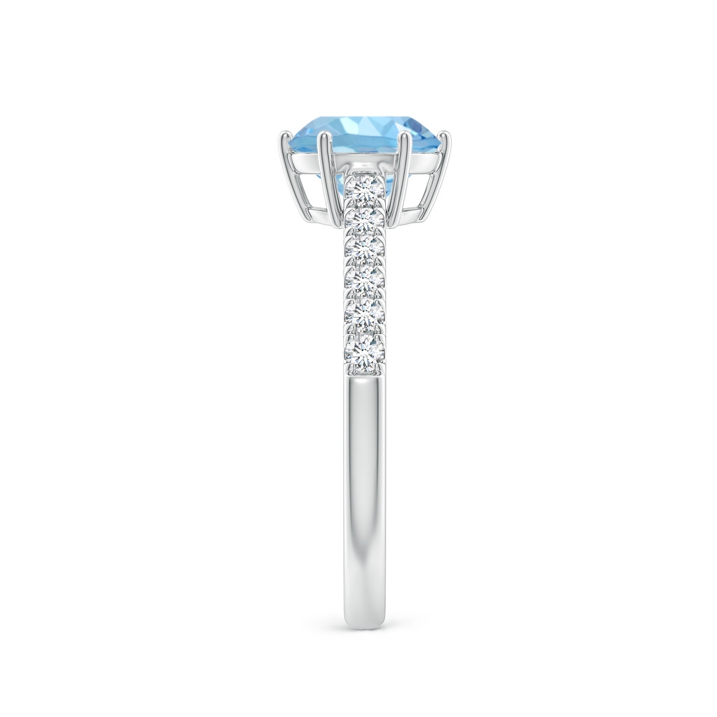 7mm AAAA Aquamarine Solitaire Ring with Diamond Accents in P950 Platinum Side 299
