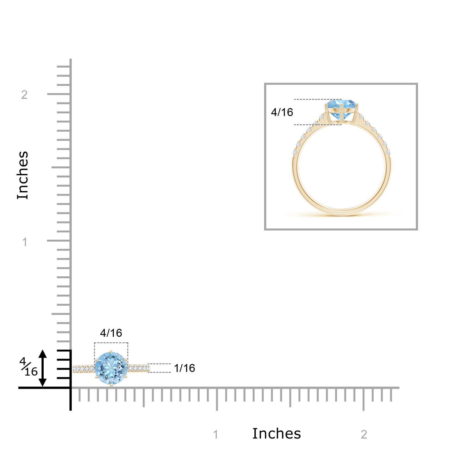 AAAA - Aquamarine / 1.37 CT / 14 KT Yellow Gold