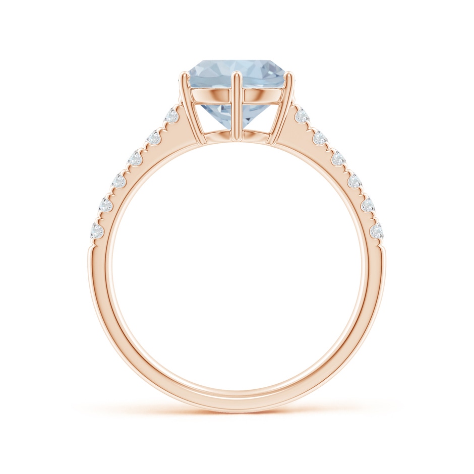 8mm A Aquamarine Solitaire Ring with Diamond Accents in Rose Gold side 199