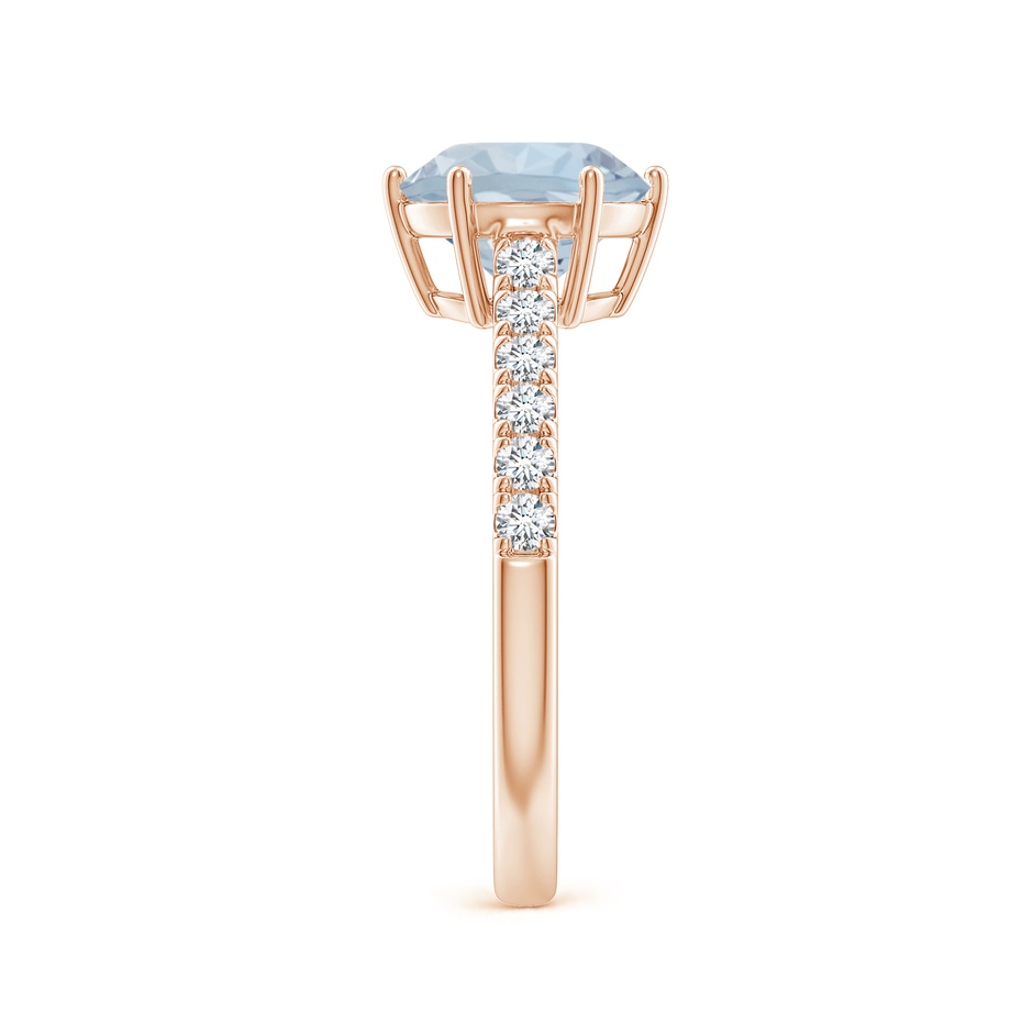 8mm A Aquamarine Solitaire Ring with Diamond Accents in Rose Gold side 299