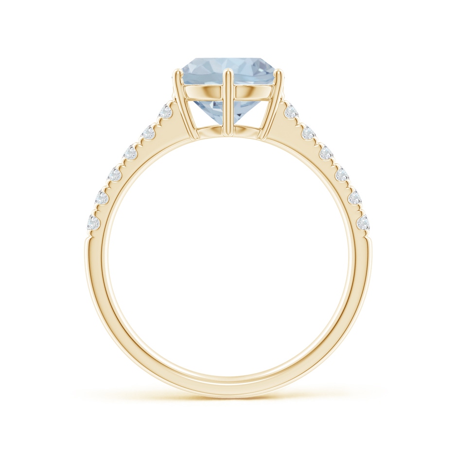 8mm A Aquamarine Solitaire Ring with Diamond Accents in Yellow Gold side 199