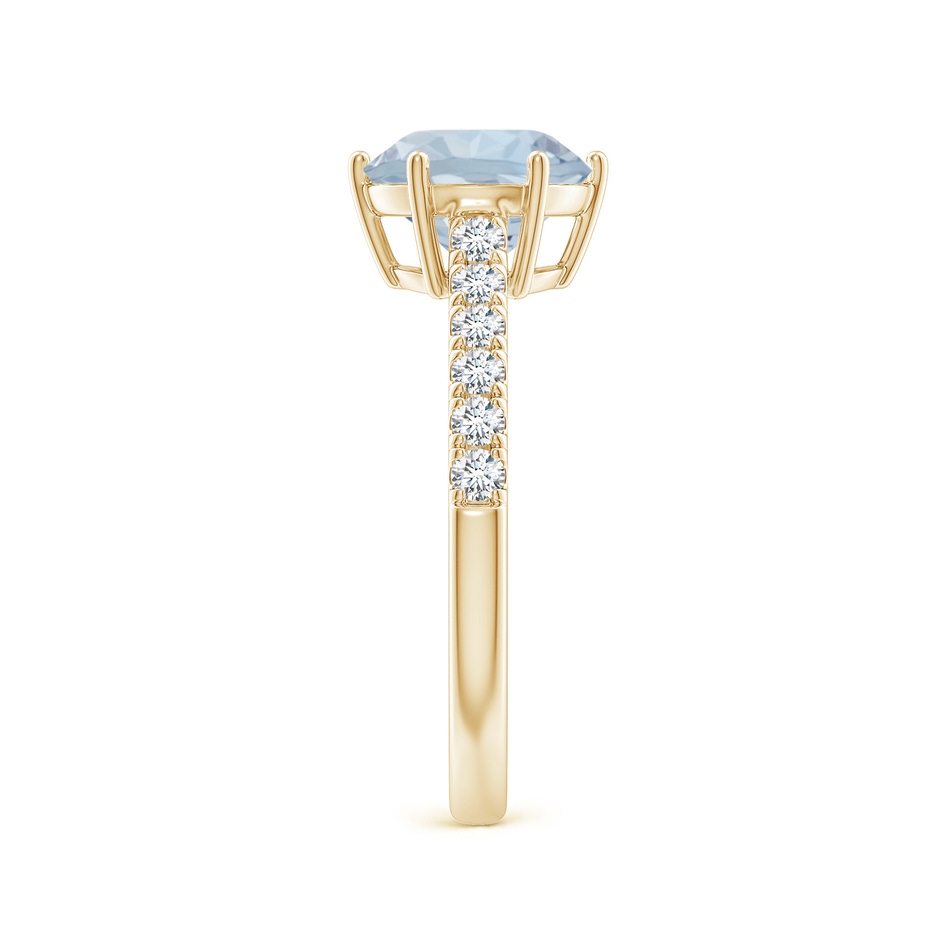 8mm A Aquamarine Solitaire Ring with Diamond Accents in Yellow Gold side 299