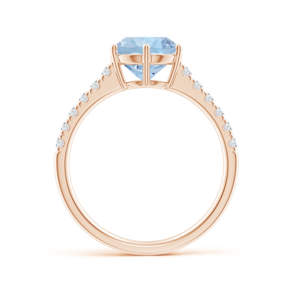 8mm AA Aquamarine Solitaire Ring with Diamond Accents in Rose Gold side 199