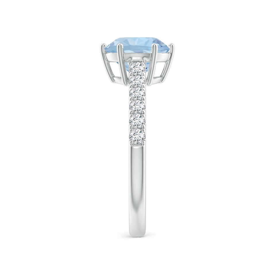8mm AA Aquamarine Solitaire Ring with Diamond Accents in White Gold side 299