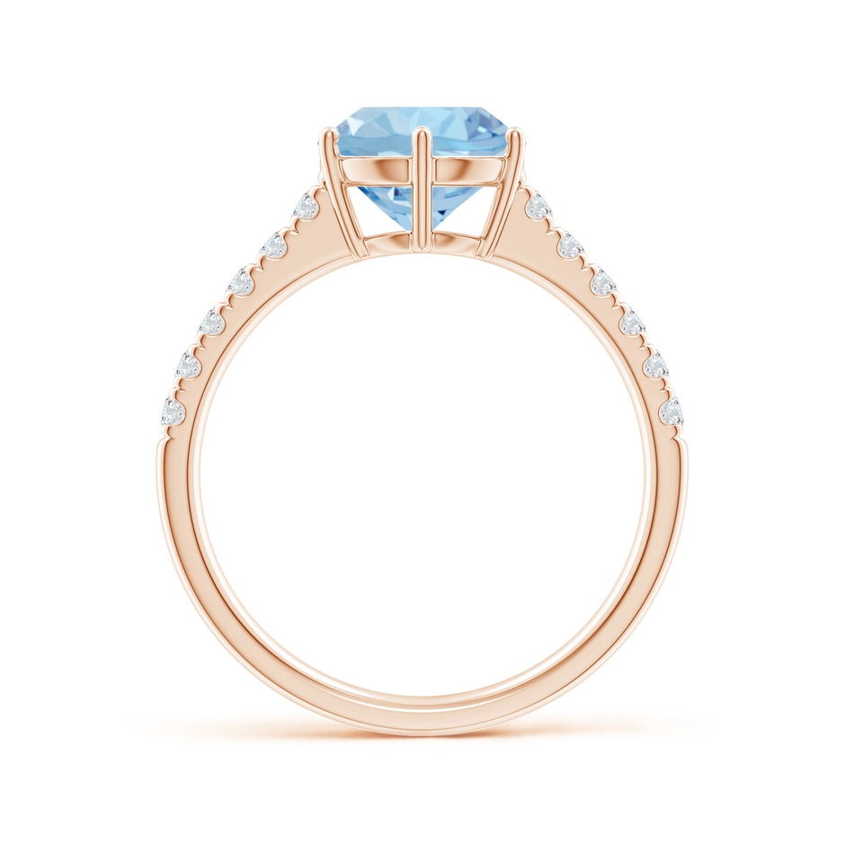 8mm AAA Aquamarine Solitaire Ring with Diamond Accents in Rose Gold side 199