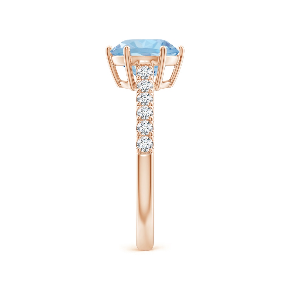 8mm AAA Aquamarine Solitaire Ring with Diamond Accents in Rose Gold side 299