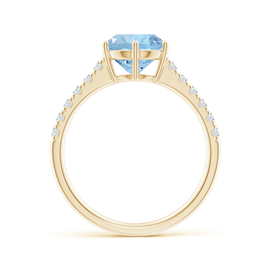 8mm AAA Aquamarine Solitaire Ring with Diamond Accents in Yellow Gold side 199