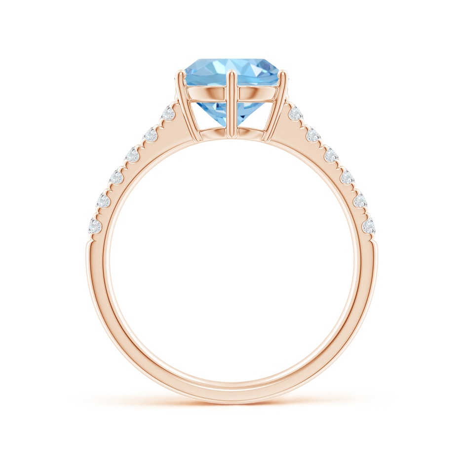 8mm AAAA Aquamarine Solitaire Ring with Diamond Accents in Rose Gold side 199