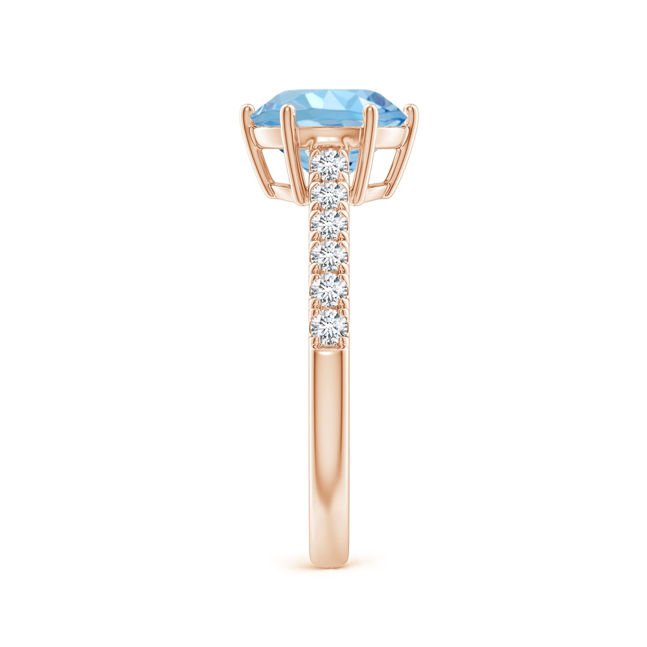 8mm AAAA Aquamarine Solitaire Ring with Diamond Accents in Rose Gold side 299