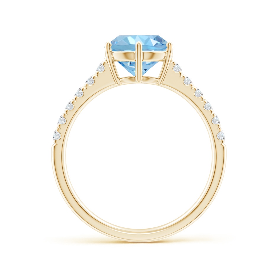 8mm AAAA Aquamarine Solitaire Ring with Diamond Accents in Yellow Gold side 199