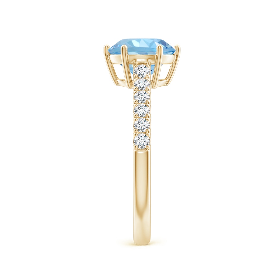 8mm AAAA Aquamarine Solitaire Ring with Diamond Accents in Yellow Gold side 299