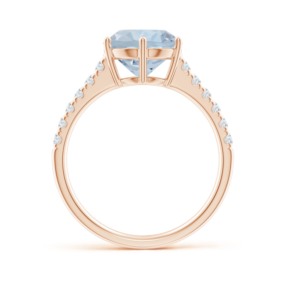9mm A Aquamarine Solitaire Ring with Diamond Accents in Rose Gold side 199
