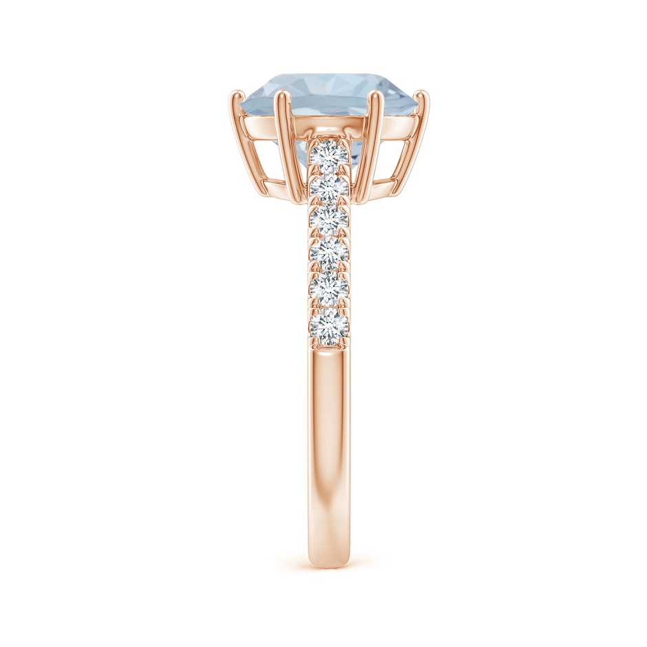 9mm A Aquamarine Solitaire Ring with Diamond Accents in Rose Gold side 299