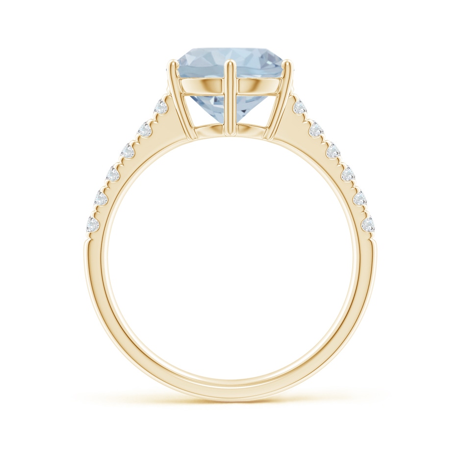 9mm A Aquamarine Solitaire Ring with Diamond Accents in Yellow Gold side 199