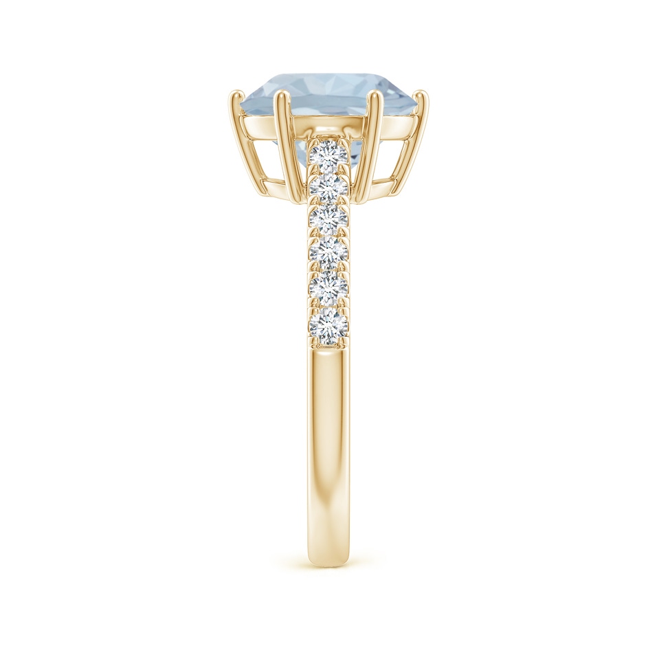 9mm A Aquamarine Solitaire Ring with Diamond Accents in Yellow Gold side 299