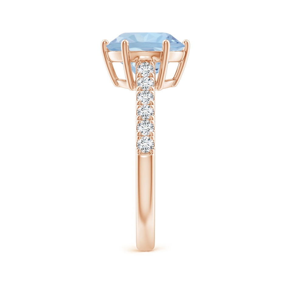 9mm AA Aquamarine Solitaire Ring with Diamond Accents in Rose Gold side 299