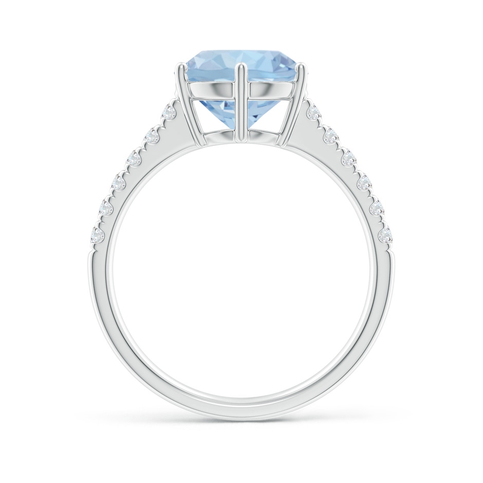 9mm AA Aquamarine Solitaire Ring with Diamond Accents in White Gold side 199