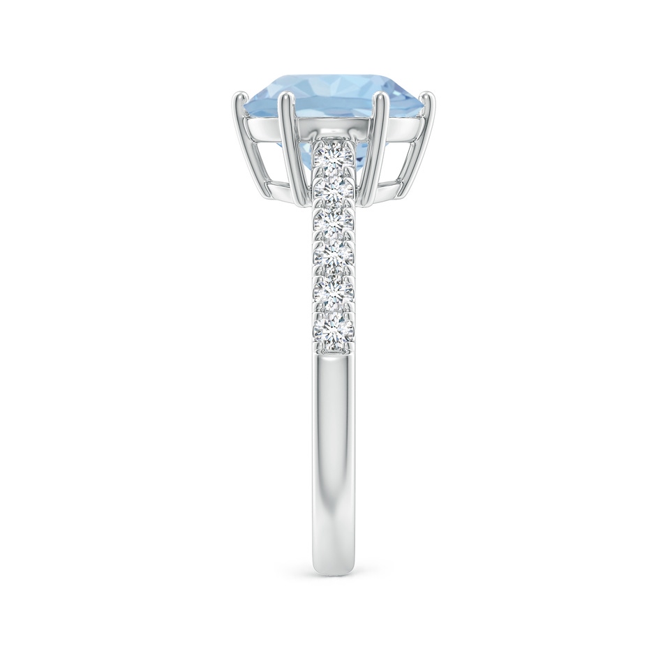 9mm AA Aquamarine Solitaire Ring with Diamond Accents in White Gold side 299