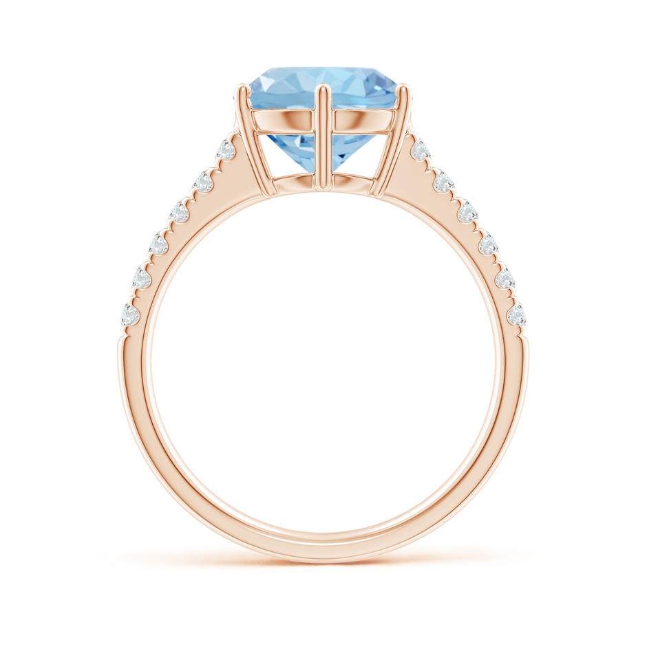 9mm AAA Aquamarine Solitaire Ring with Diamond Accents in Rose Gold side 199