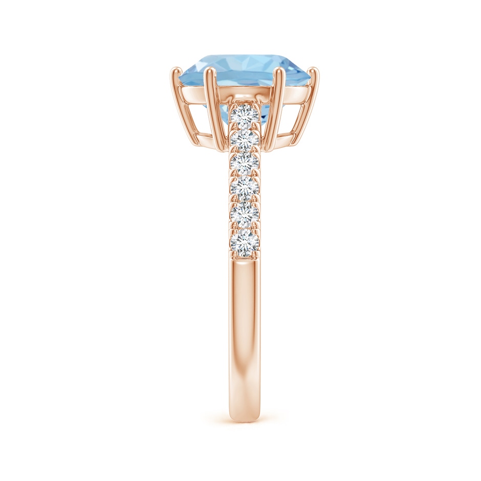 9mm AAA Aquamarine Solitaire Ring with Diamond Accents in Rose Gold side 299
