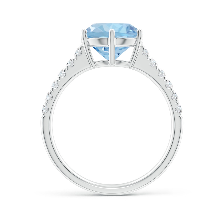 9mm AAA Aquamarine Solitaire Ring with Diamond Accents in White Gold side 199