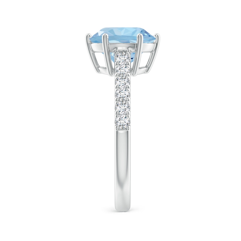 9mm AAA Aquamarine Solitaire Ring with Diamond Accents in White Gold side 299