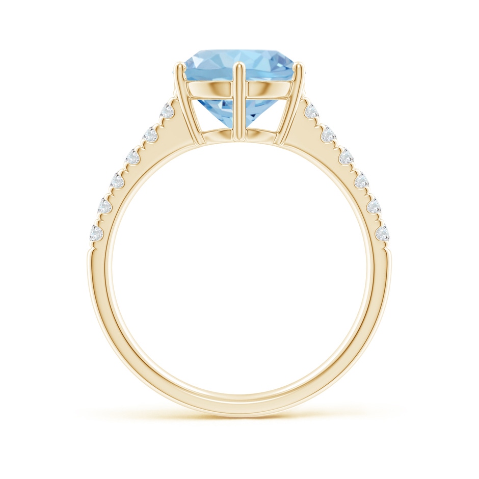 9mm AAA Aquamarine Solitaire Ring with Diamond Accents in Yellow Gold side 199