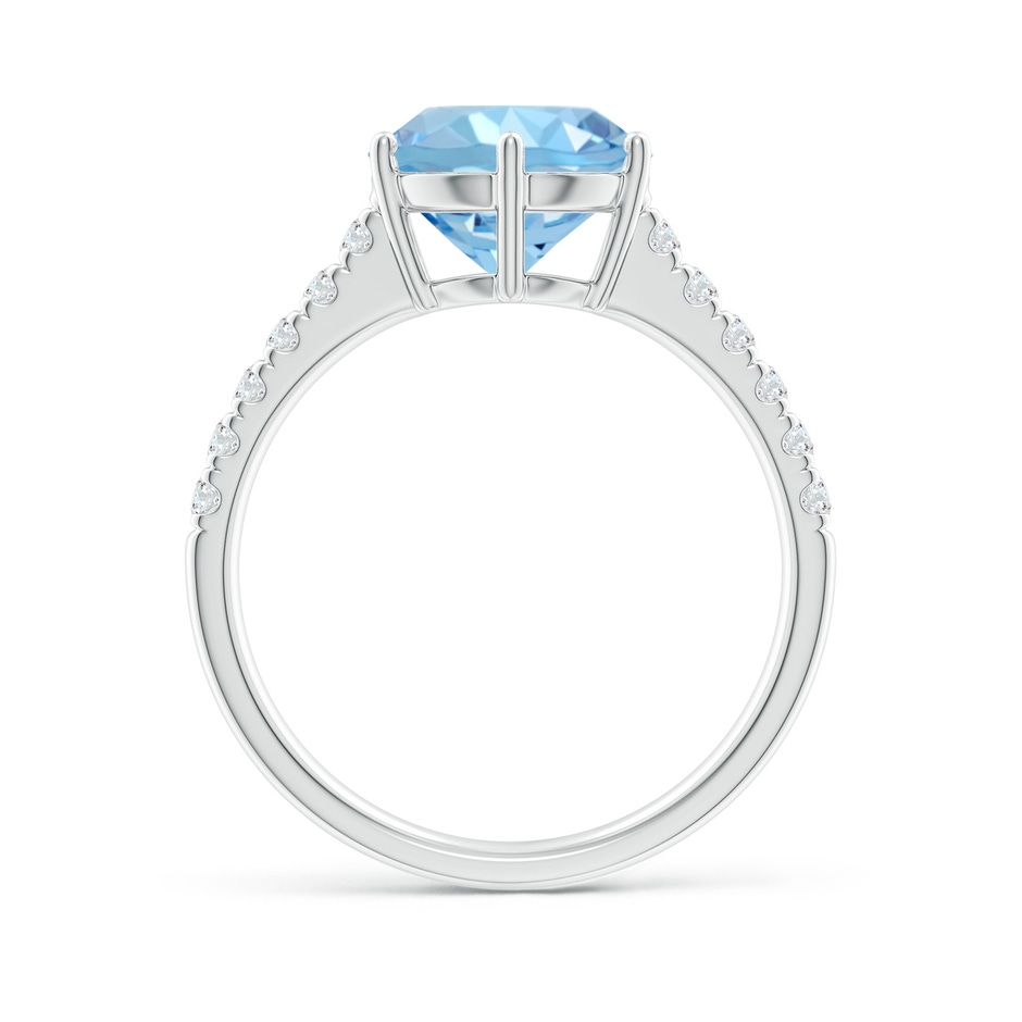 9mm AAAA Aquamarine Solitaire Ring with Diamond Accents in P950 Platinum side 199