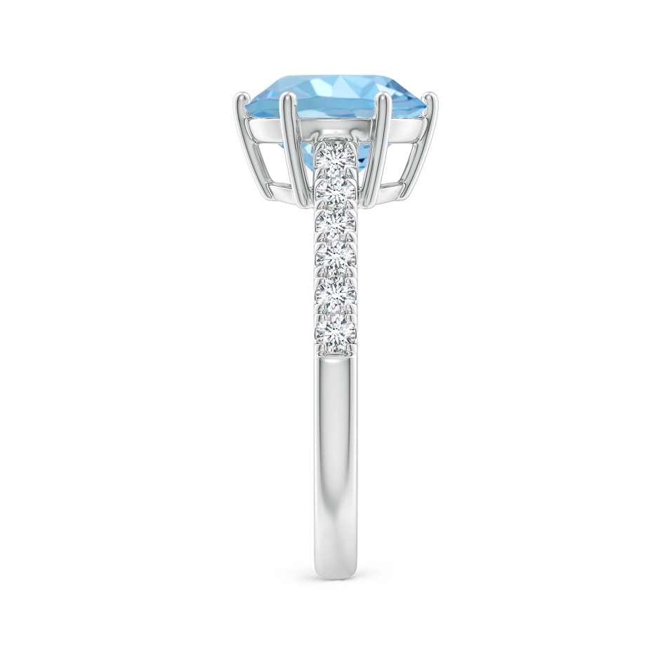 9mm AAAA Aquamarine Solitaire Ring with Diamond Accents in P950 Platinum side 299