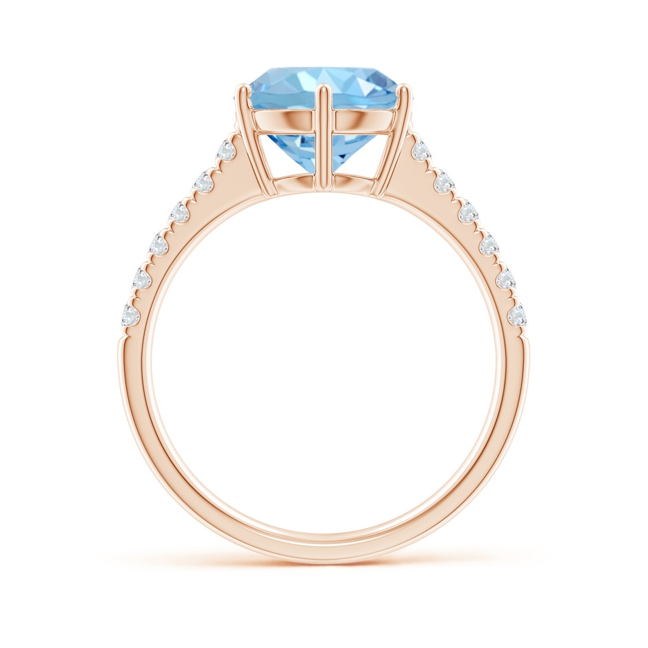 9mm AAAA Aquamarine Solitaire Ring with Diamond Accents in Rose Gold side 199