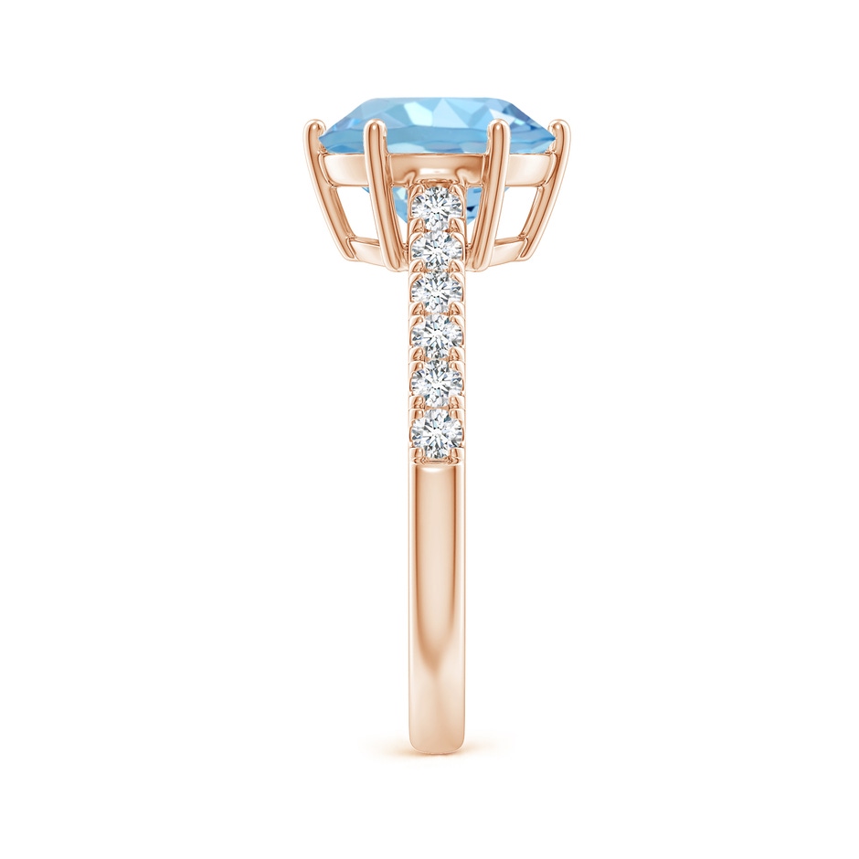 9mm AAAA Aquamarine Solitaire Ring with Diamond Accents in Rose Gold side 299