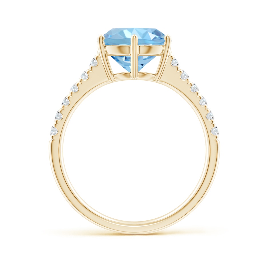 9mm AAAA Aquamarine Solitaire Ring with Diamond Accents in Yellow Gold side 199