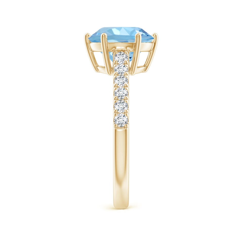 9mm AAAA Aquamarine Solitaire Ring with Diamond Accents in Yellow Gold side 299