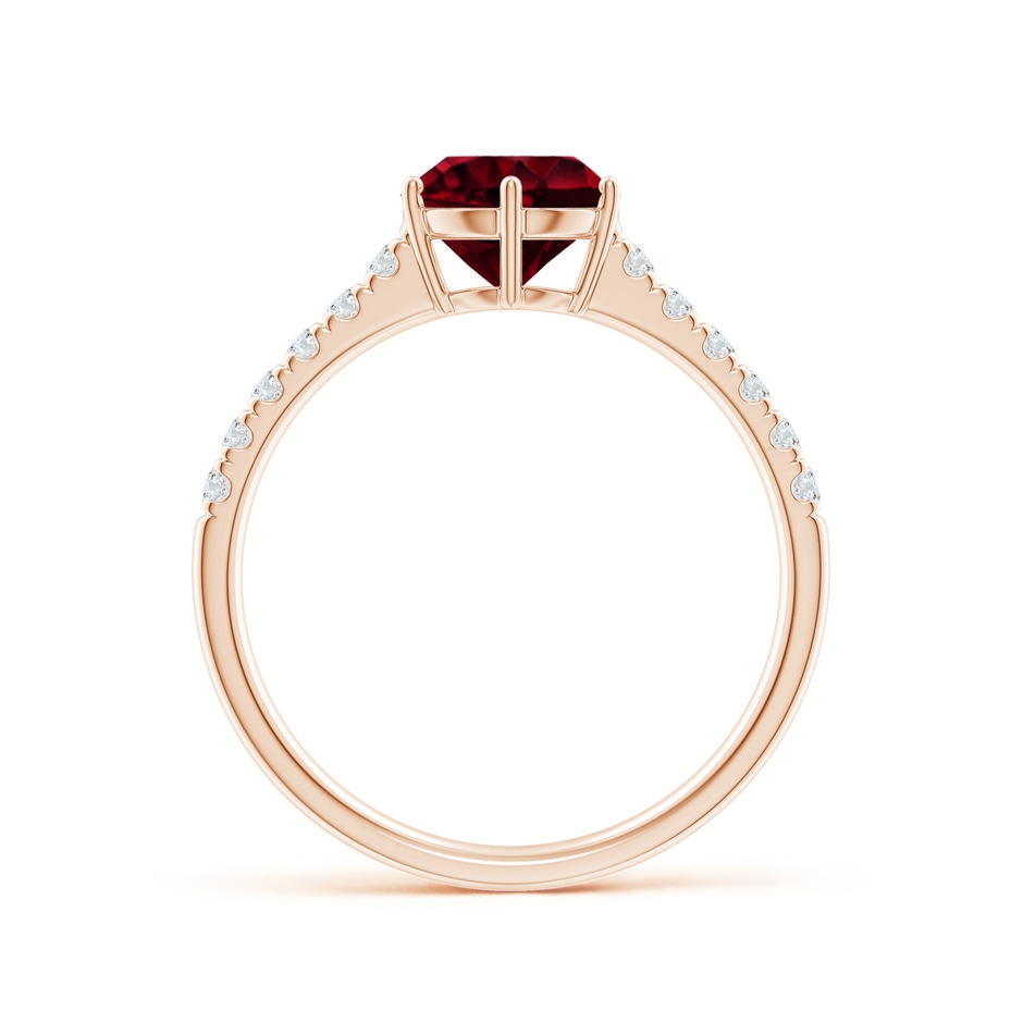 7mm A Garnet Solitaire Ring with Diamond Accents in Rose Gold side1