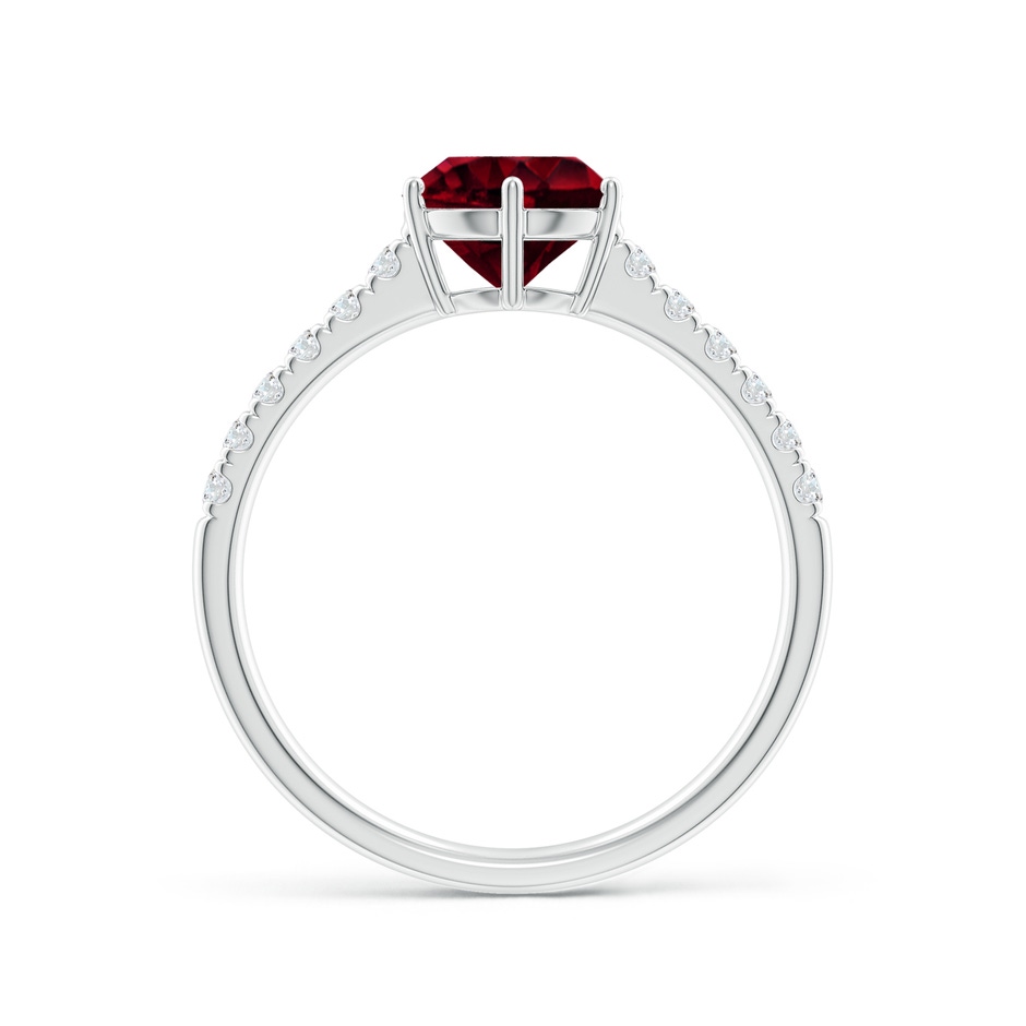 7mm A Garnet Solitaire Ring with Diamond Accents in White Gold side1