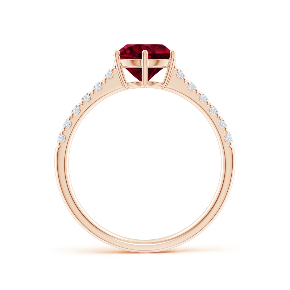 7mm AA Garnet Solitaire Ring with Diamond Accents in Rose Gold side1