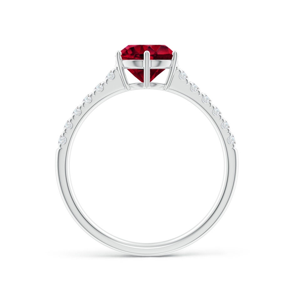7mm AAA Garnet Solitaire Ring with Diamond Accents in White Gold side1