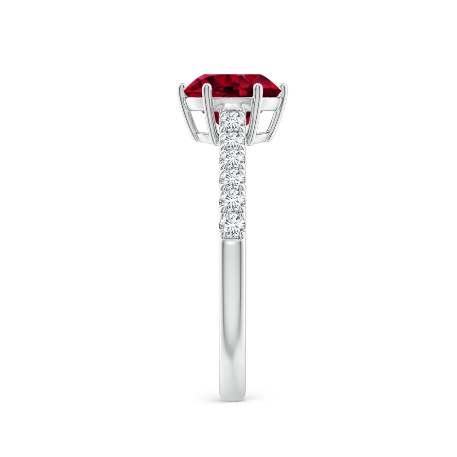 7mm AAA Garnet Solitaire Ring with Diamond Accents in White Gold body-hand